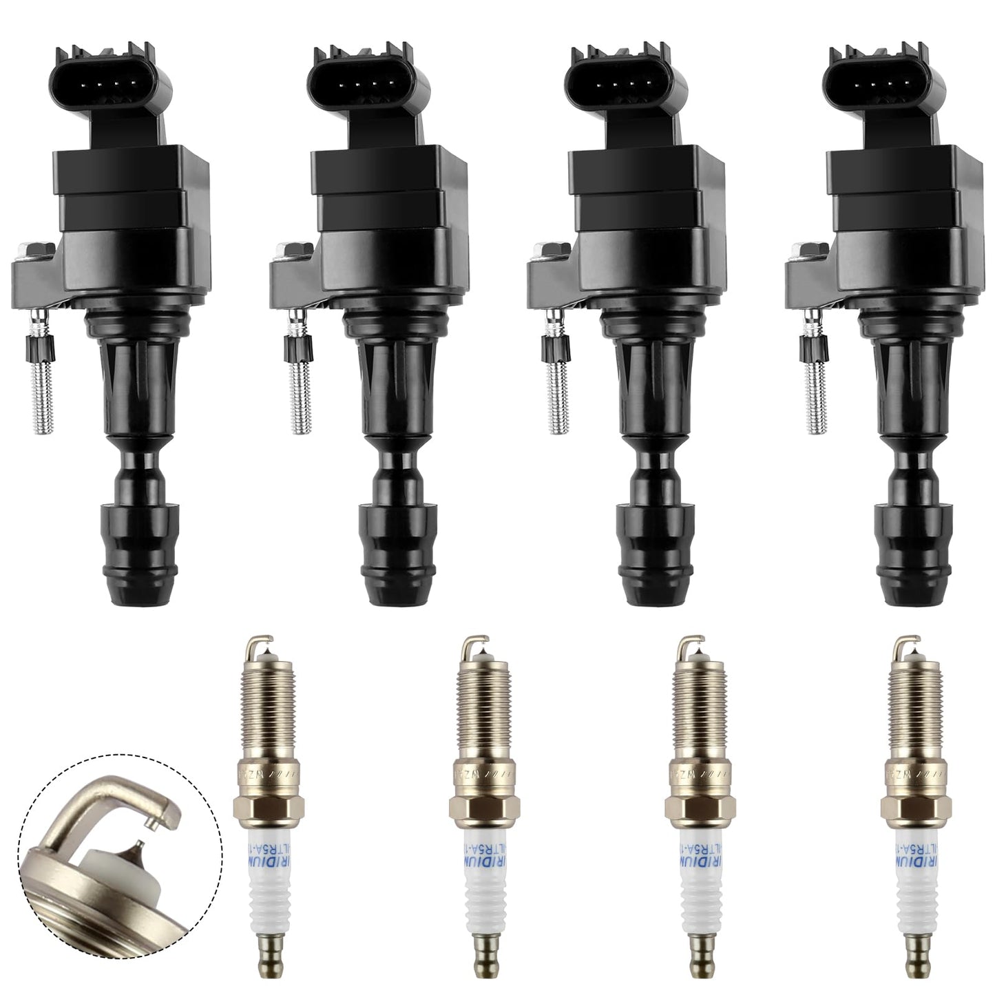 UF491 Ignition Coils & Iridium Spark Plugs Compatible with Buick Chevy GMC Fits Buick, Chevy Cobalt Equinox Malibu Orlando HHR, GMC Terrain, Pontiac G5 G6, Saturn Replaces D522C, 12638824 C1552