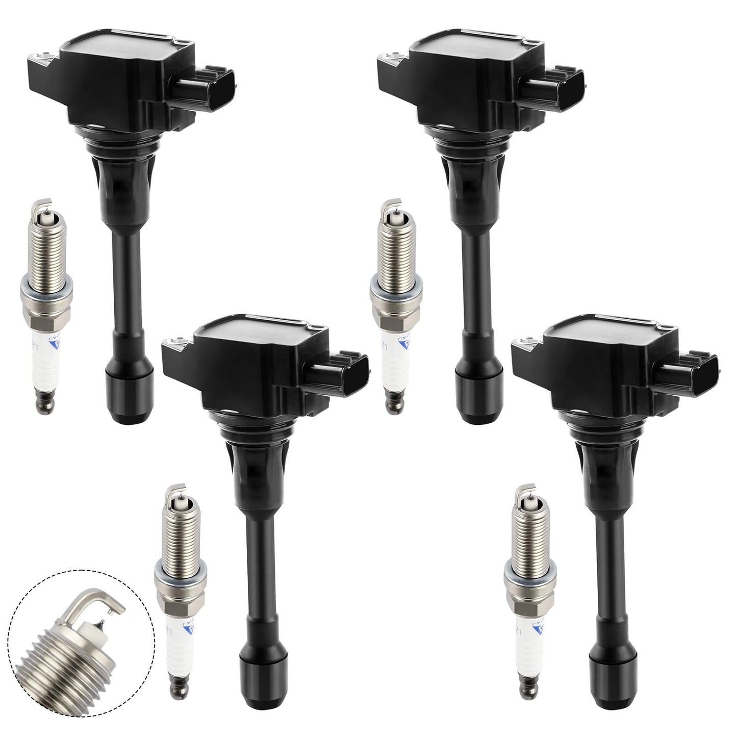 UF549 Ignition Coils and 9029 Iridium Spark Plugs Fits 2007-2019 Nissan Sentra Altima Rogue Versa Cube March NP300 Urvan Pathfinder,Infiniti FX50 M56 QX60 QX70 OE C1696/5C1753