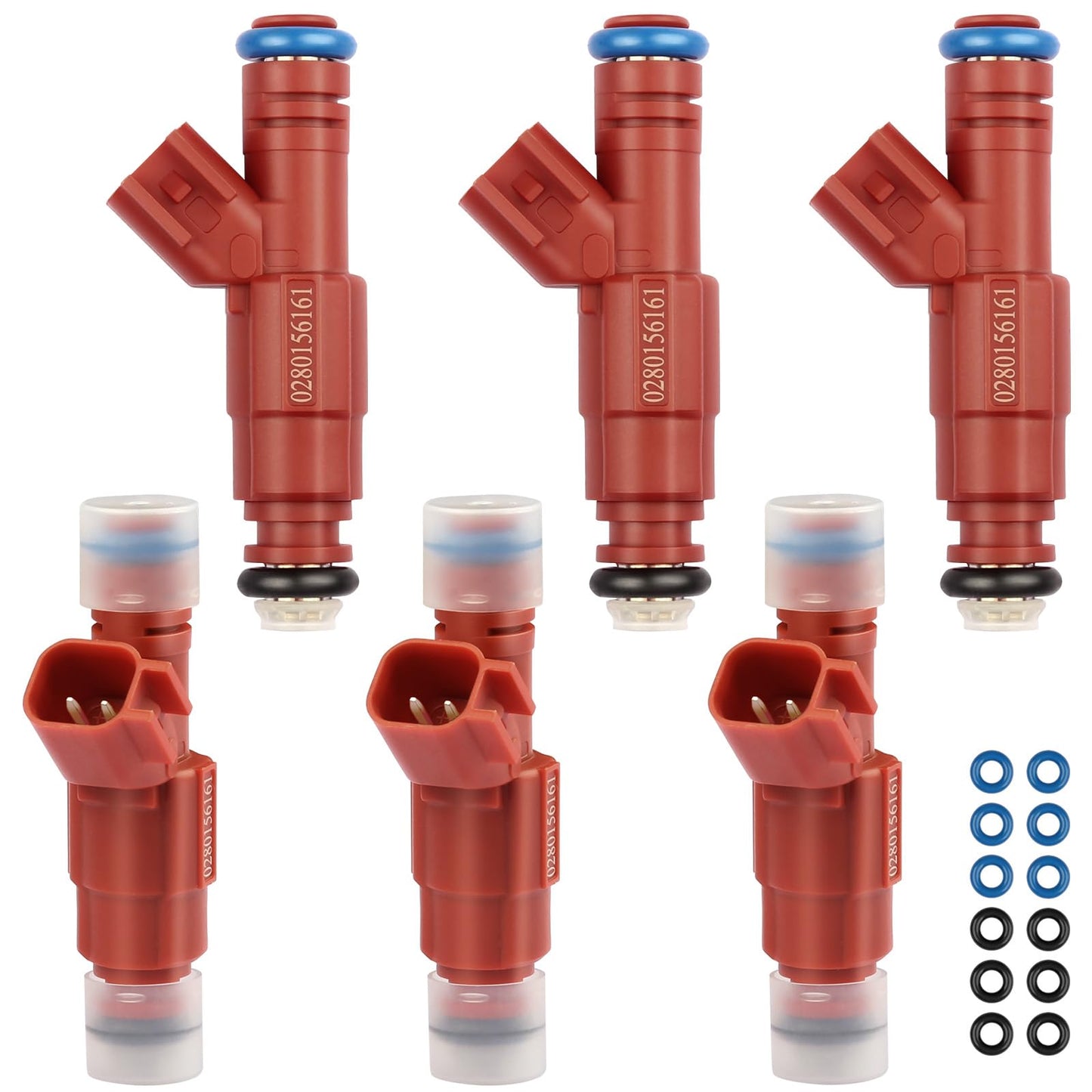 Fuel Injectors 0280156161,12-Hole 22LB, 6 Pack Fits 1999-2009 Jeep Grand Cherokee/Liberty/Wrangler, Ford Mustang/Focus/Escape/Windstar, Dodge Dakota/Ram 1500 2500, Mariner