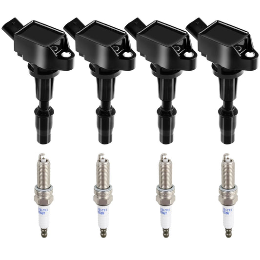 UF764 Ignition Coils and 93175 Iridium Spark Plugs, 4 Pack Fits 2015-2019 Hyundai Sonata Tucson Optima/Sorento/Sportage/Stinger & Genesis G70/G80/G90 2.0/2.4L. Replaces IC871/GN10730