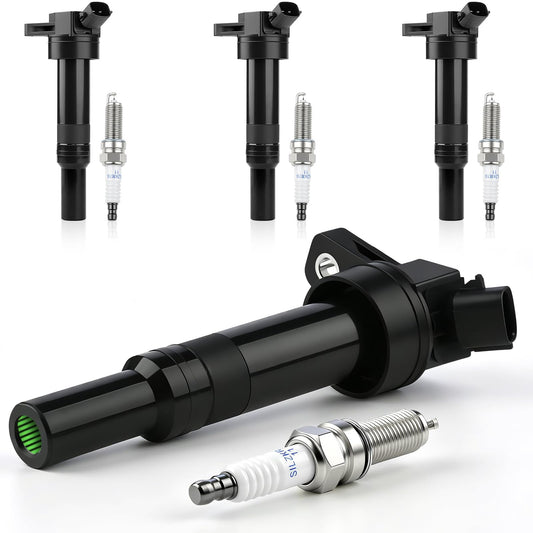 UF651 Ignition Coils and 93815 Iridium Spark Plugs, 4 Pack Fits Hyundai Elantra Tucson Sonata Kia Forte Soul Optima Sportage 1.8L 2.0L 2.4L L4, Replaces 273002E000